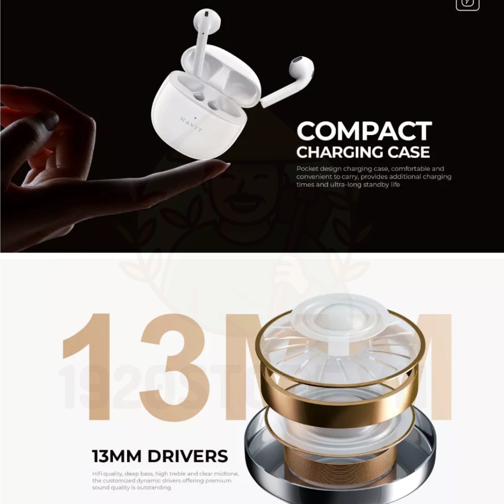 Tai Nghe Bluetooth TWS HAVIT TW932 BT 5.2, Âm Thanh Trong Trẻo, Driver 13mm - Chính Hãng BH 12 Tháng