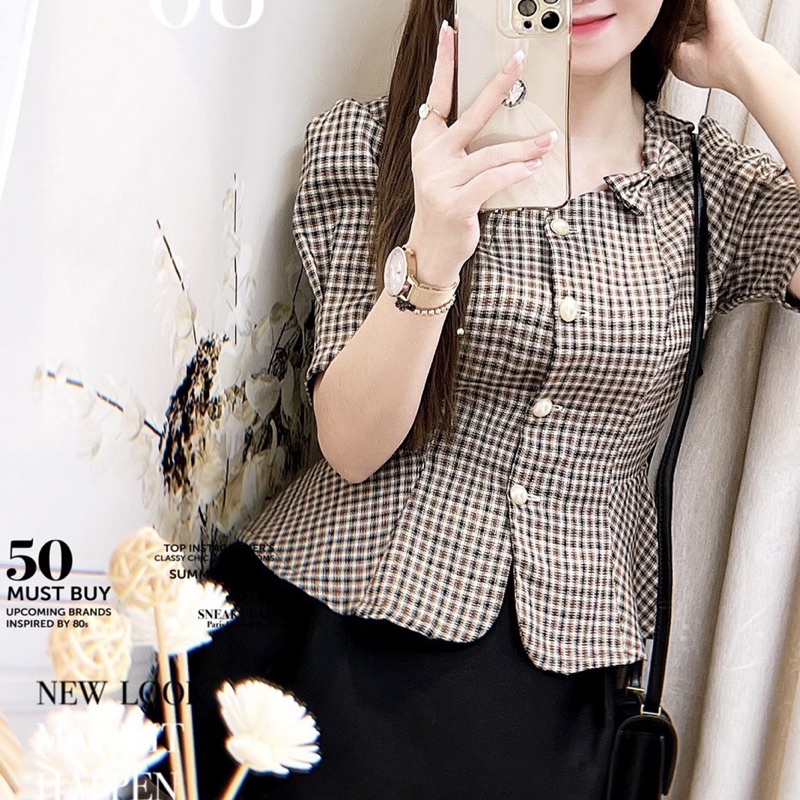 Áo kiểu công sở BIGSIZE G455 thiết kế nữ tính che bụng tôn vòng 1 hiệu quả dễ phối với chân váy hoặc quần GEM.VN | BigBuy360 - bigbuy360.vn