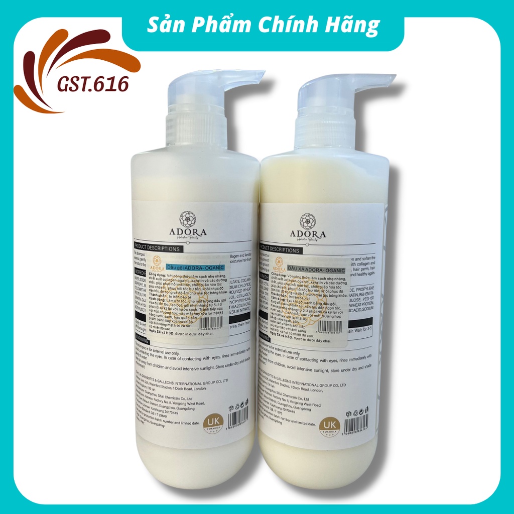 Dầu gội đầu cặp xả gội ADORA chiết xuất collagen,oganic,keratin và các dưỡng chất giúp phục dưỡng sâu