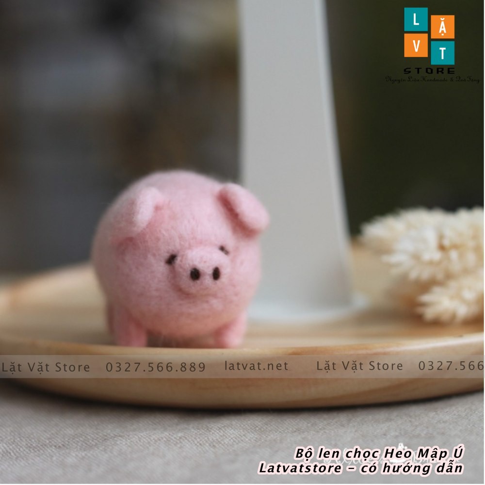 Bộ len chọc Heo Mập Ú có hướng dẫn - Needle Felting Pig - Có video hướng dẫn