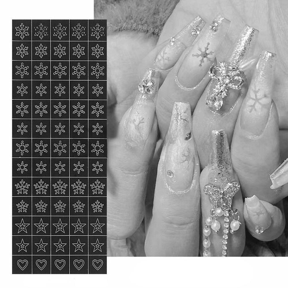 QQMALL Miếng Dán Trang Trí Móng Tay Nghệ Thuật Hình Hoa Hồng Trái Tim