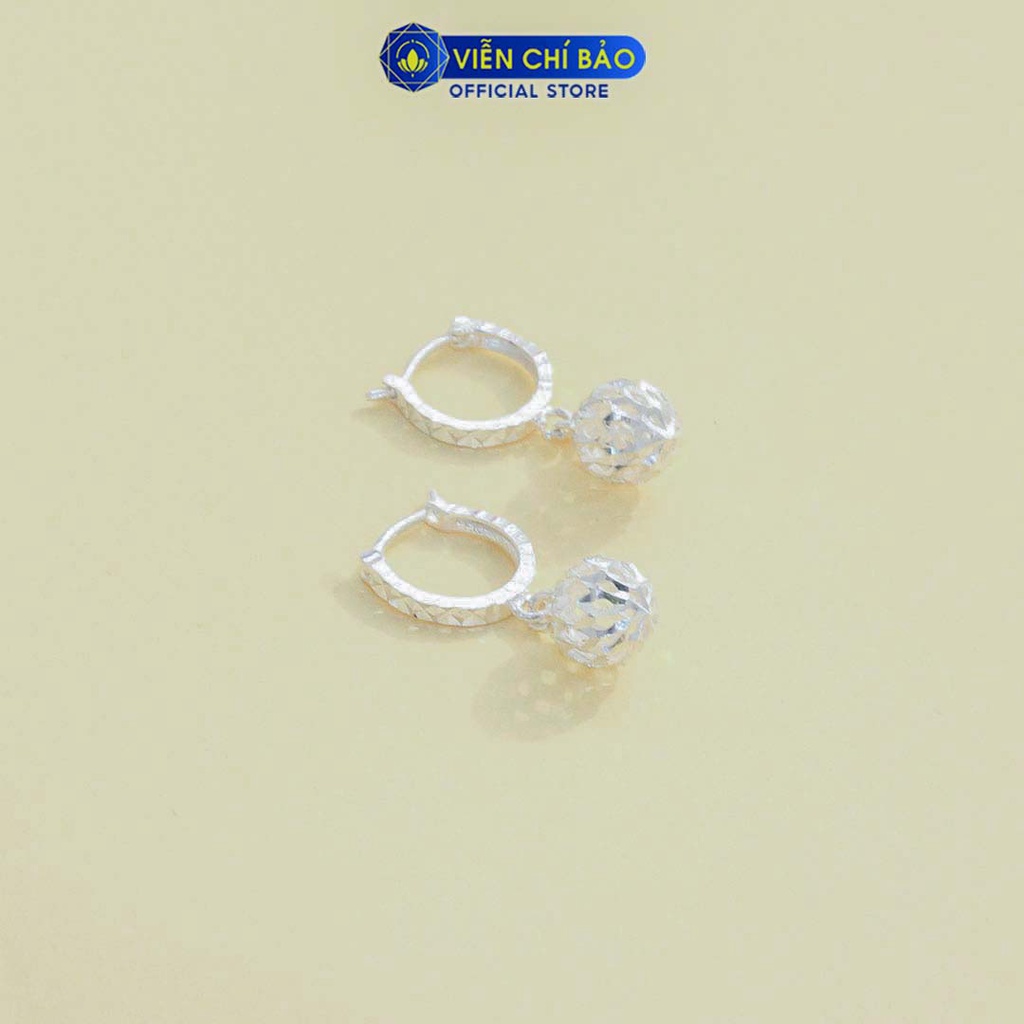 Bông tai bạc nữ hình cầu lấp lánh chất liệu bạc S925 thời trang phụ kiện trang sức nữ thương hiệu Viễn Chí Bảo B400300
