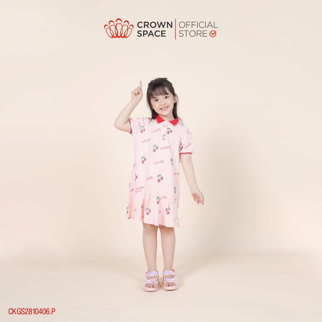 Váy đầm hồng Cherry cho bé gái chính hãng Crown Space CKGS2810406.P