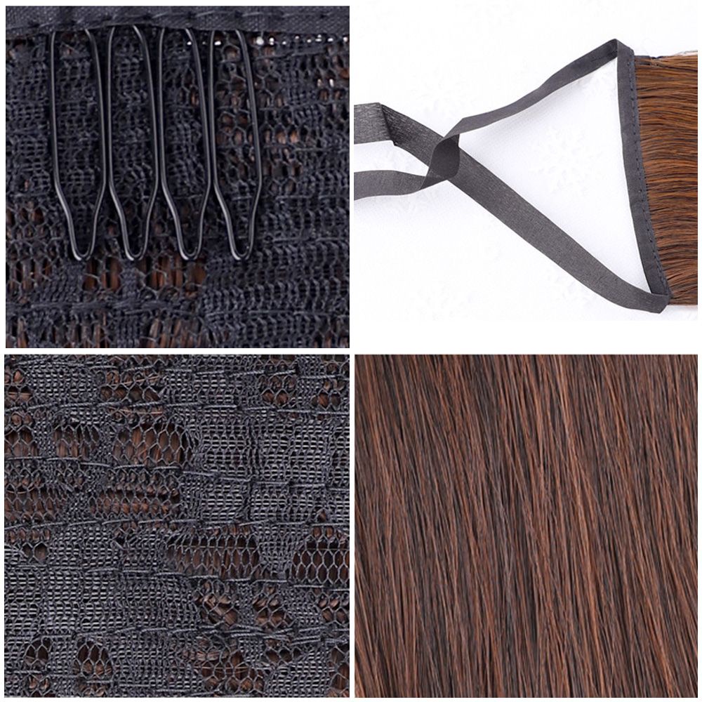 [Hàng giao ngay]Bộ tóc giả dài xoăn đuôi ngựa bằng sợi tổng hợp nhiều màu thời trang cho nữ