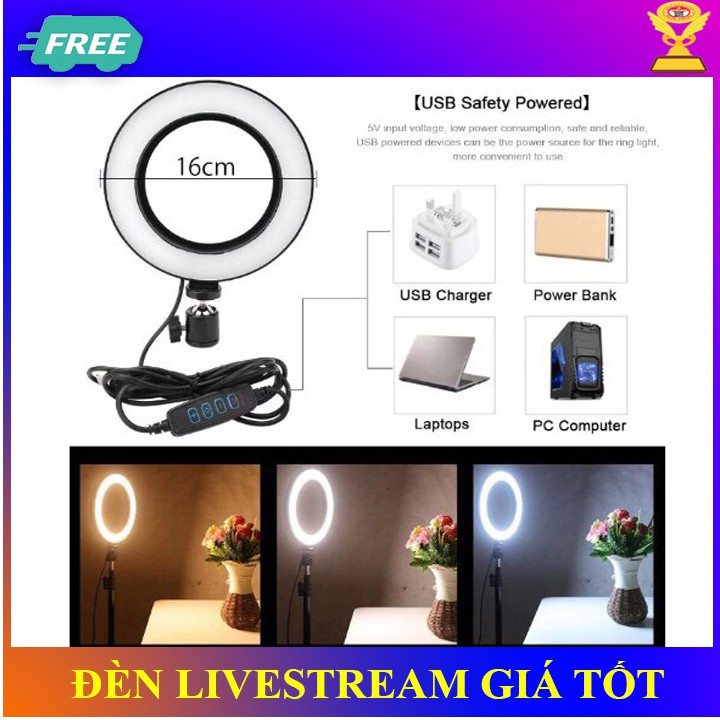 Đèn livestream có 2 giá đỡ điện thoại - Đèn Tiktok 3 chế độ sáng bán hàng, spa, makeup trang điểm