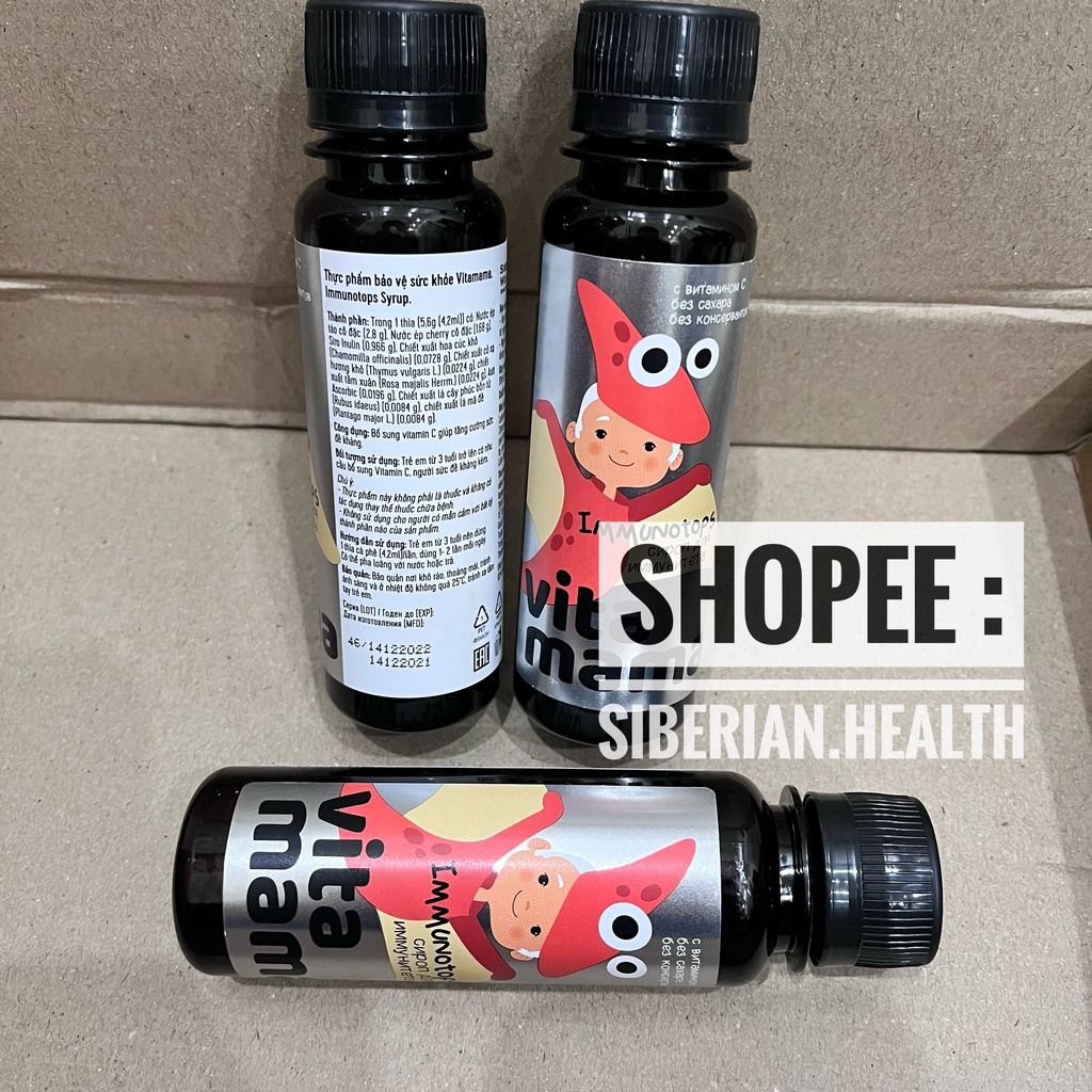 Siro tăng sức đề kháng cho bé Vitamama. Immunotops Syrup - Siberian Wellness - 95ml