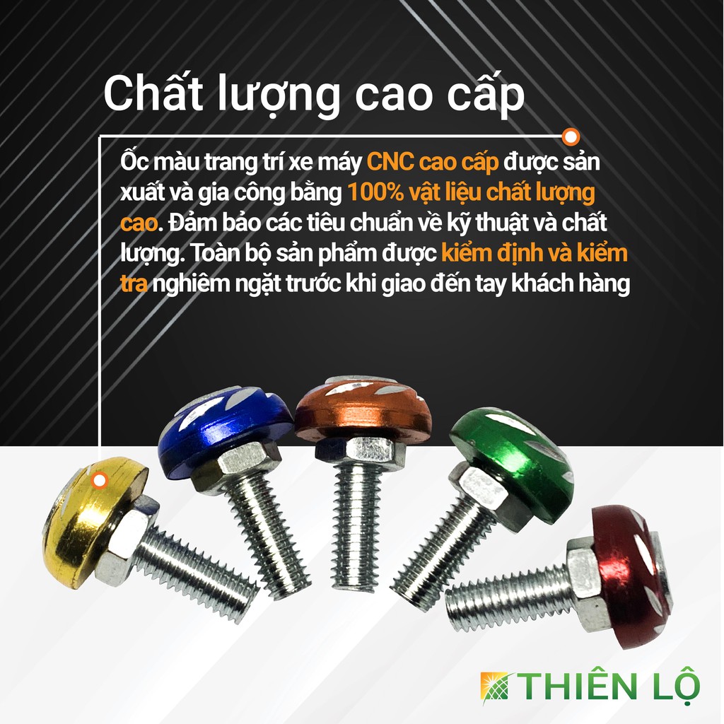 [Giá 10 Bộ] Ốc màu trang trí xe máy CNC chất lượng cao chống gỉ cho xe máy kích thước ren M6 của Thiên Lộ