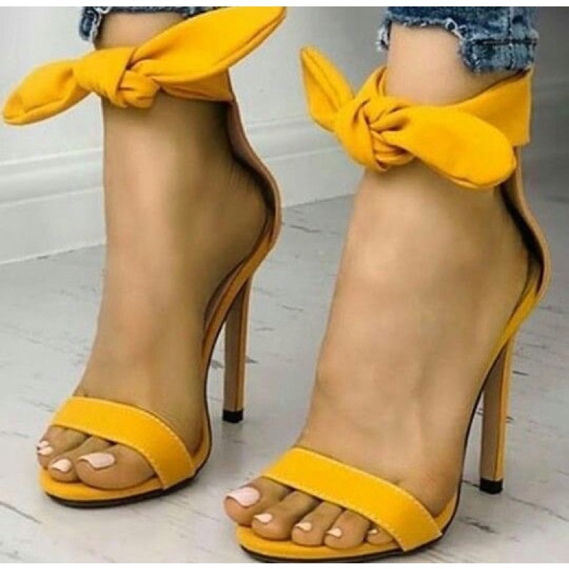 [HCM] Sandal cao gót quai ngang bản nhỏ dây hậu là nơ xinh độc và đẹp TT181