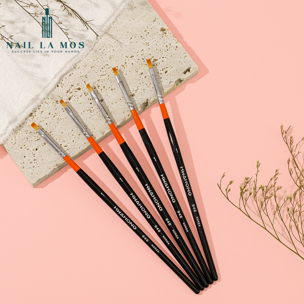 Cọ bản nail Hwahong chính hãng nhập khẩu Hàn Quốc - Cọ bản vuông số 1 vẽ hoa chuyên dụng