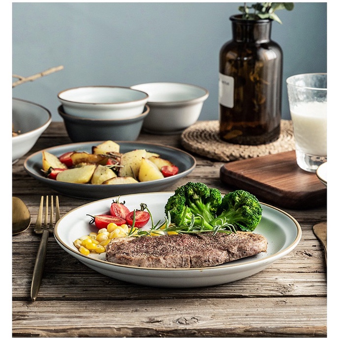 Bát đĩa cốc ăn sáng Morandi men matte lì cao cấp cho nhà hàng