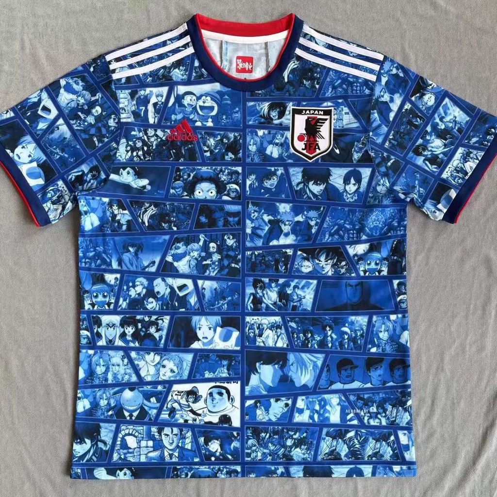 New 2023 nhật bản anime màu xanh phiên bản đặc biệt bóng đá jersey ngắn tay áo phông in áo phông tee