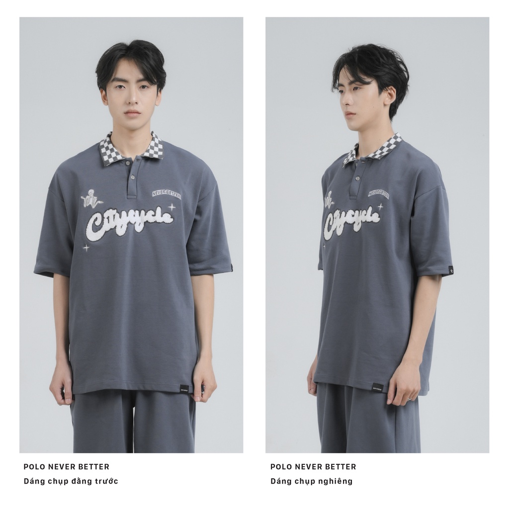 Áo polo local brand ngắn tay Never Better City Cycle cotton form rộng nam nữ oversize unisex