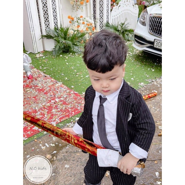 Bộ vest bé trai với áo sơmi trắng cho bé 8-20kg