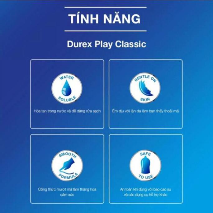 [Combo 2 Lọ]- Gel bôi trơn Durex Play Classic 50ml. (Hàng Thái) TẶNG Bcs iNViSiBLE Sêu Mỏng, Kéo Dài Thời Gian Yêu.