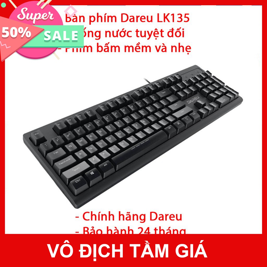Bàn phím Dareu LK135 - Màu đen - Chống nước tuyệt đối - Chính hãng BH 24 tháng