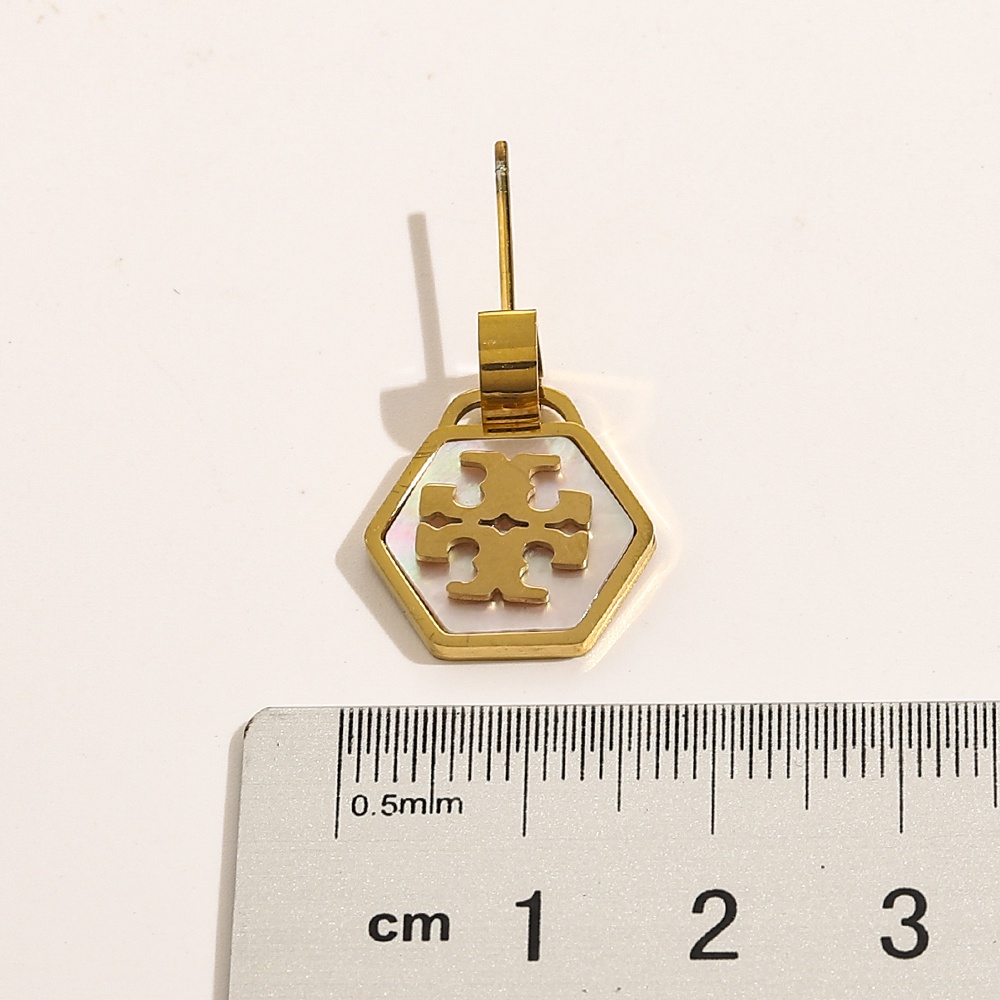 TORY BURCH Khuyên Tai Tròn Khắc Chữ Bằng Thép Titan Thời Trang Cho Nữ