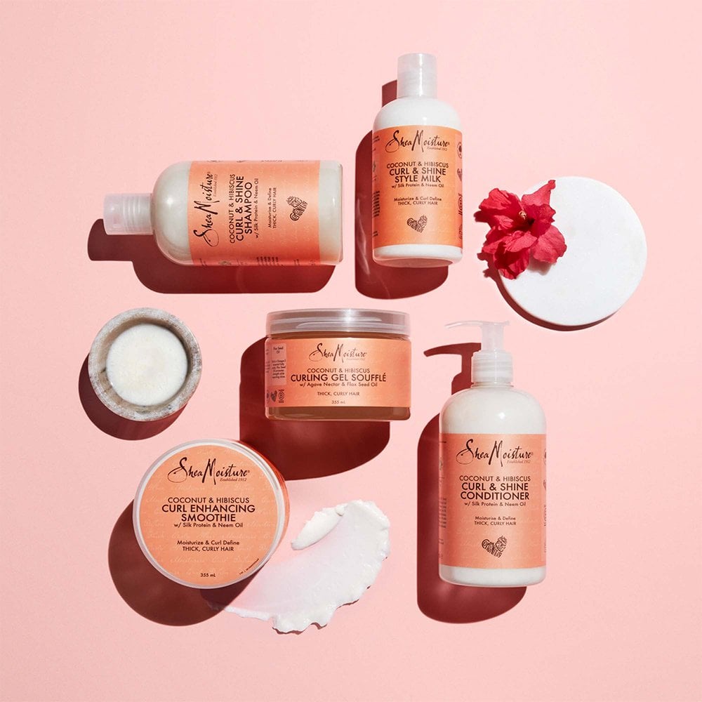 DẦU GỘI MƯỢT TÓC CHO TÓC DÀY, XOĂN SHEAMOISTURE COCONUT & HIBISCUS CURL & SHINE 384ML
