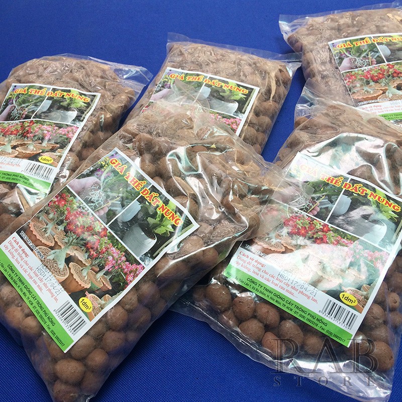 Viên đất nung trồng cây, giá thể đất nung giống cây trồng phú nông, thể tích gói 1 lít