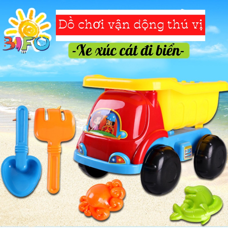 Bộ xe xúc cát 7 món cho bé thoả sức vận động đồ chơi đi biển tắm mát mùa hè chất liệu nhựa an toàn cho bé