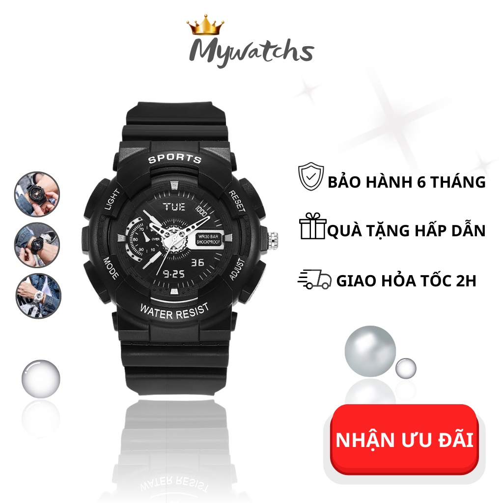 Đồng hồ nam, nữ thể thao kiểu dáng mới khỏe khoắn máy cơ dây cao su SPORT WATER