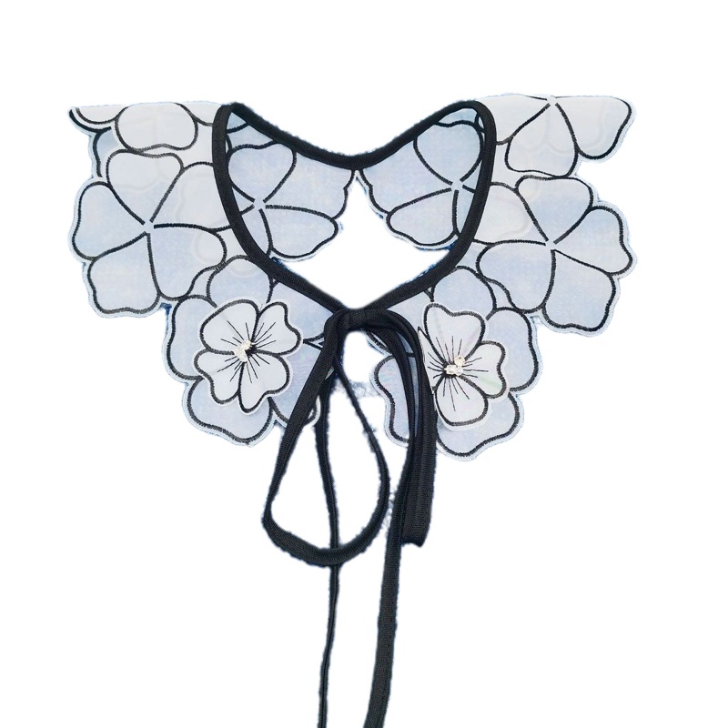 Cổ Áo Rời Nửa Cổ Phối Ren Hoa Có Thể Tháo Rời Cho Nữ