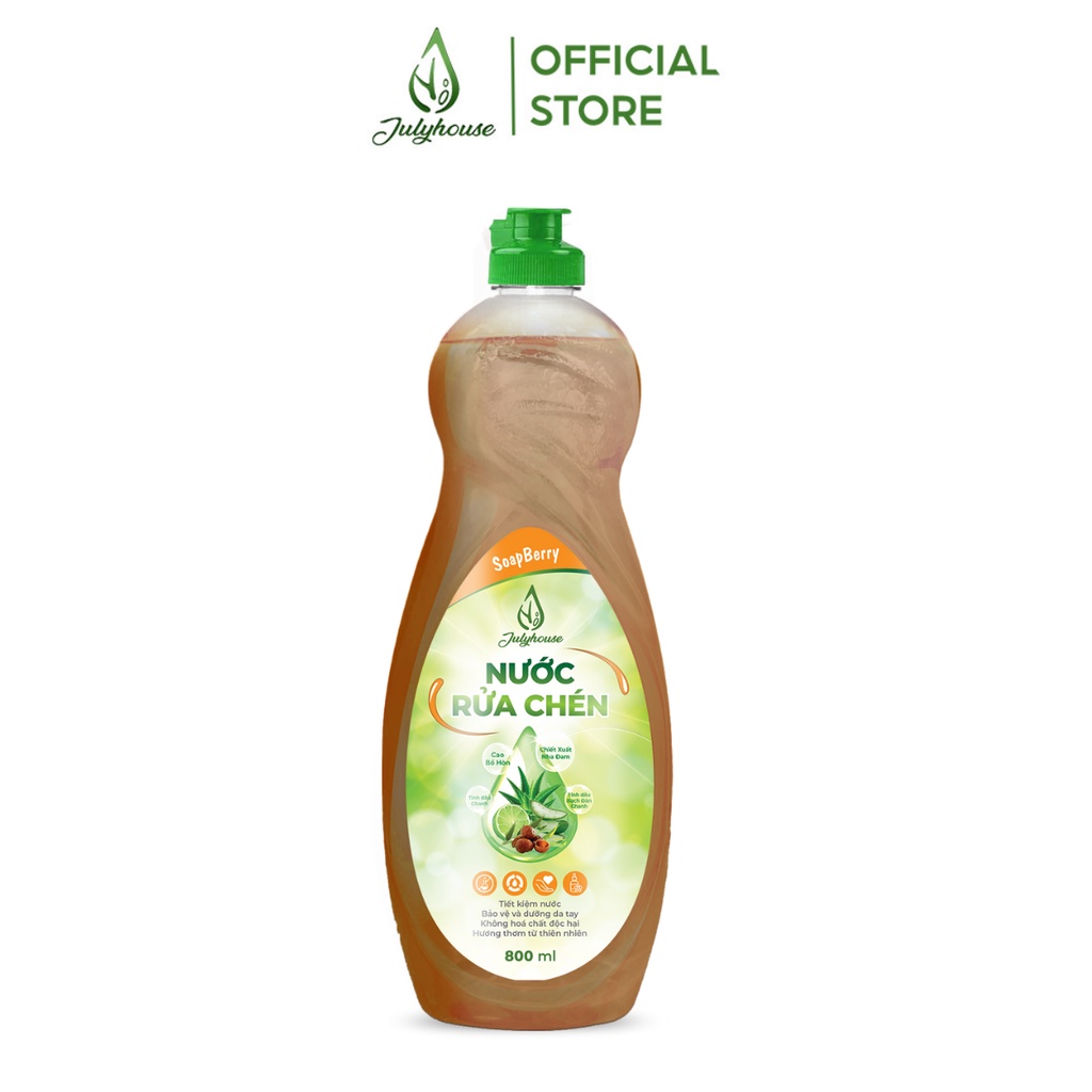 Nước rửa chén Bồ Hòn - Nha Đam bảo vệ và dưỡng da tay 800ml JULYHOUSE