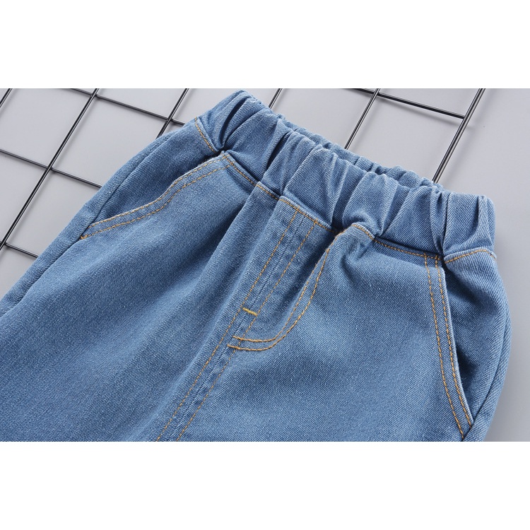 Set áo sơ mi họa tiết oto kèm quần jeans cho bé trai 1-4 tuổi