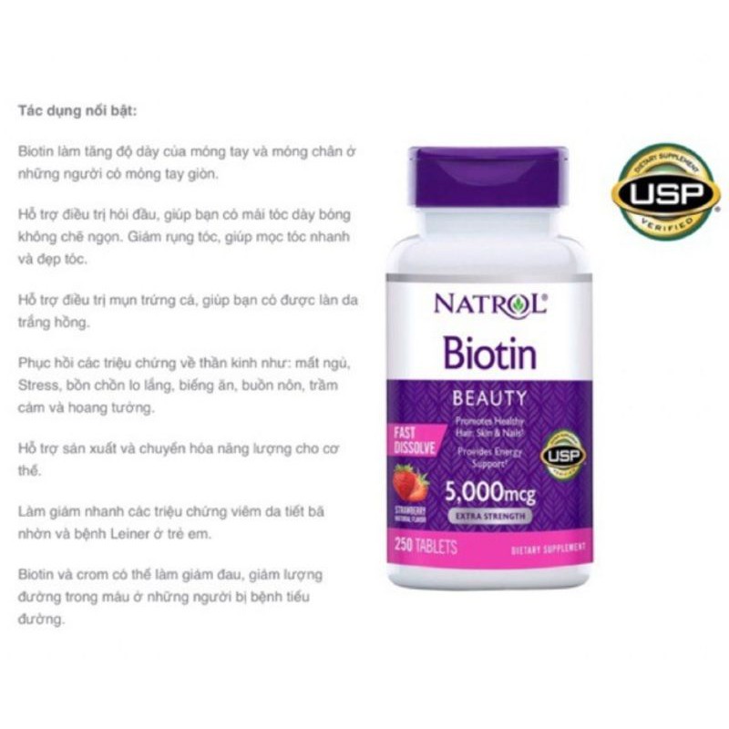 Viên Nhai Biotin Beauty 5000mcg & 10000mcg HÀNG MỸ