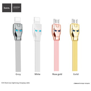 Cáp lightning micro usb hoco u14 steel iron man