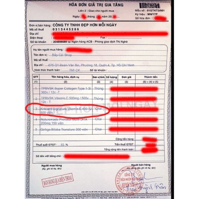 Mẫu Mới- Date 5/2025 Viên Uống Vitamin E Kirkland Signature Vitamin E 400 IU 500 Viên