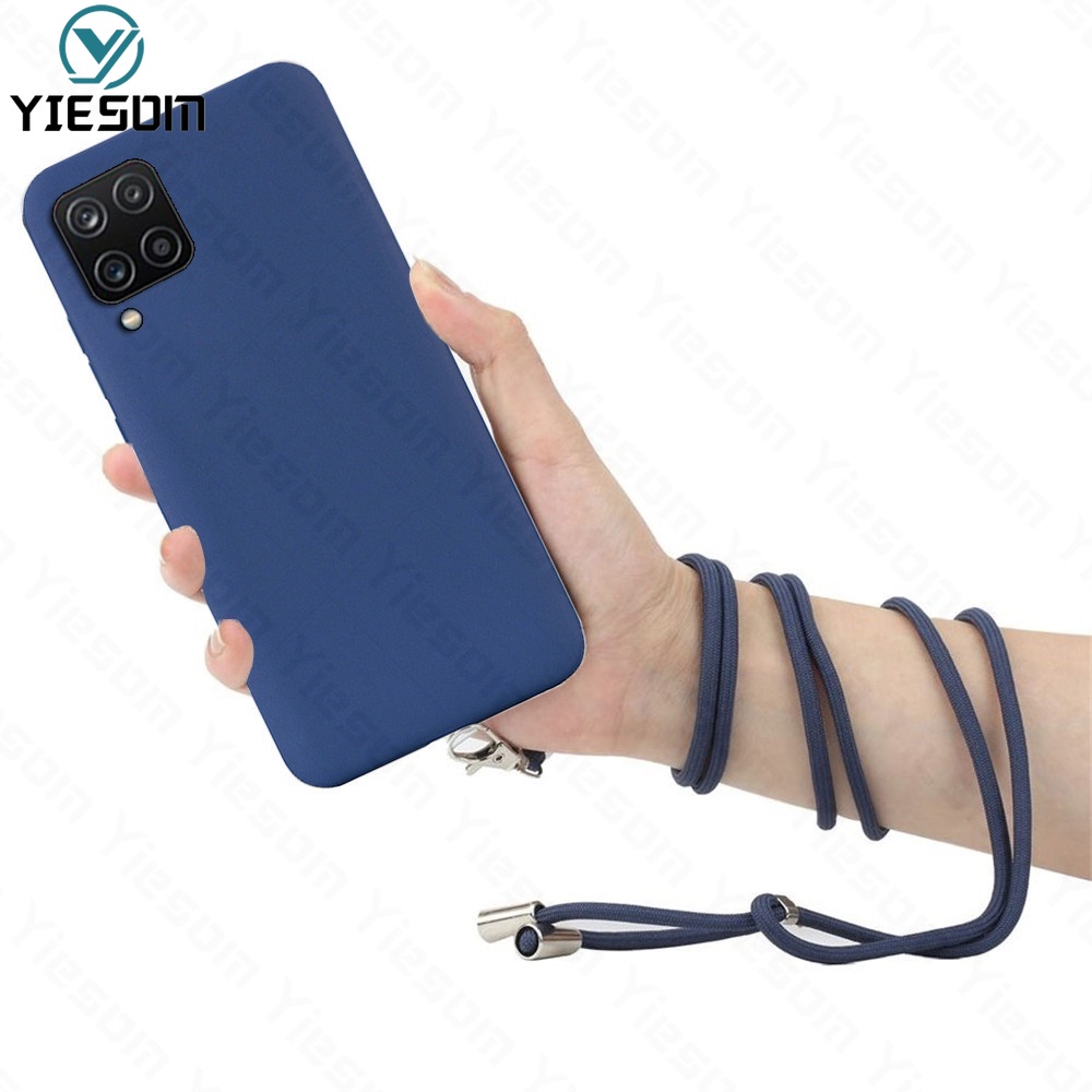 Ốp Điện Thoại TPU Mềm Màu Kẹo Có Dây Đeo Cổ Cho Samsung A12 A22 A42 M12 M22 M32