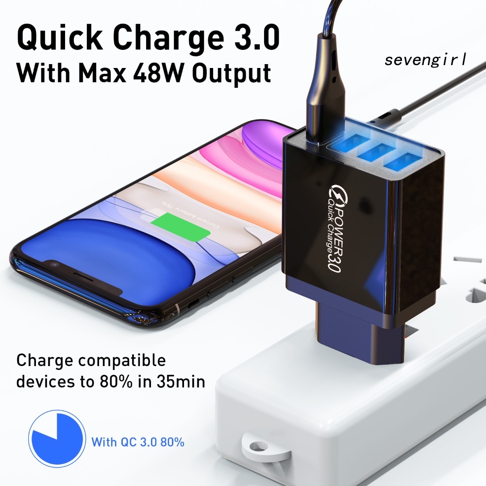 Củ Sạc Nhanh Qc 3.0 48w 4 Cổng Usb Cho Iphone