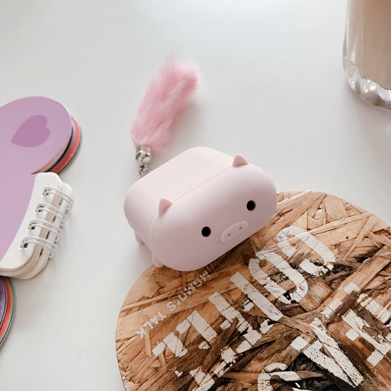 Soft Case Bahan Silikon Bentuk pink pig Untuk Airpods 1/2 AirPods pro case | BigBuy360 - bigbuy360.vn
