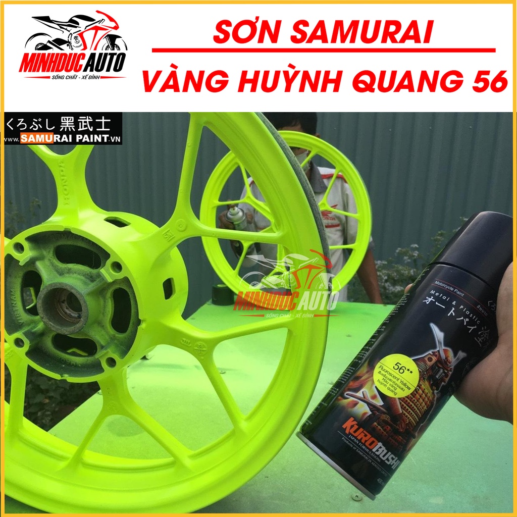 Sơn Samurai màu vàng huỳnh quang 56 - chai sơn xịt cao cấp nhập khẩu từ Malaysia