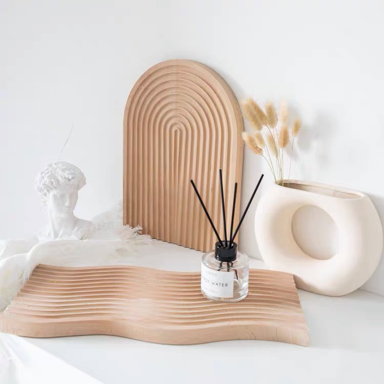Khay Gỗ Tre Vân Sọc Làm Phụ Kiện Trang Trí