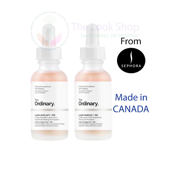 The Ordinary Lactic Acid 10% 5% + HA -Peel da, tẩy tế bào chết đều màu da, sáng da, giảm nếp nhăn-Sephora made in CANADA