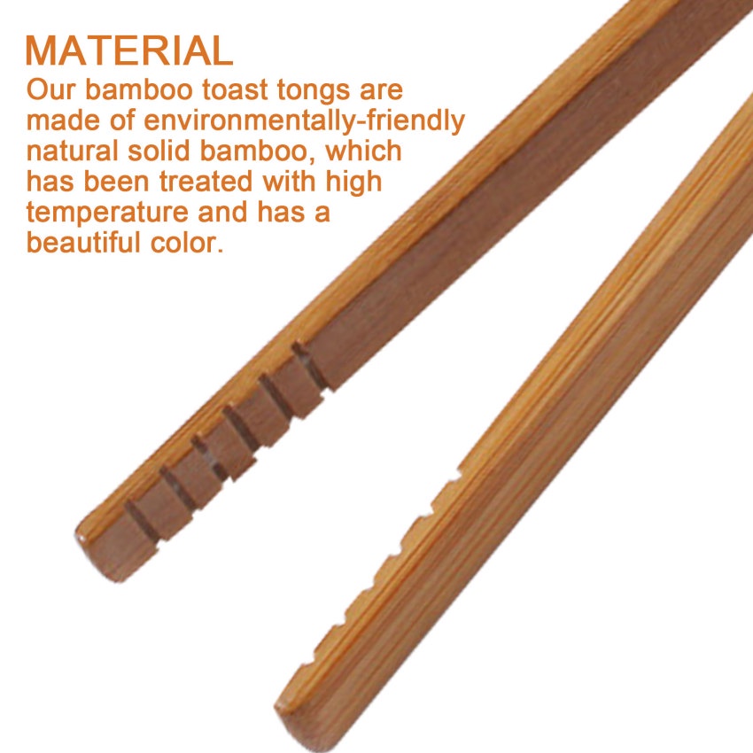 Set 2 Kẹp Nướng Bánh Bằng Tre 6.88 inches (Khoảng 17.5Cm) Thân Thiện Với Môi Trường Chống Trượt