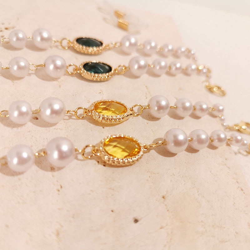 Dây đeo mắt kính chống thất lạc đa năng đính ngọc trai giả phong cách vintage