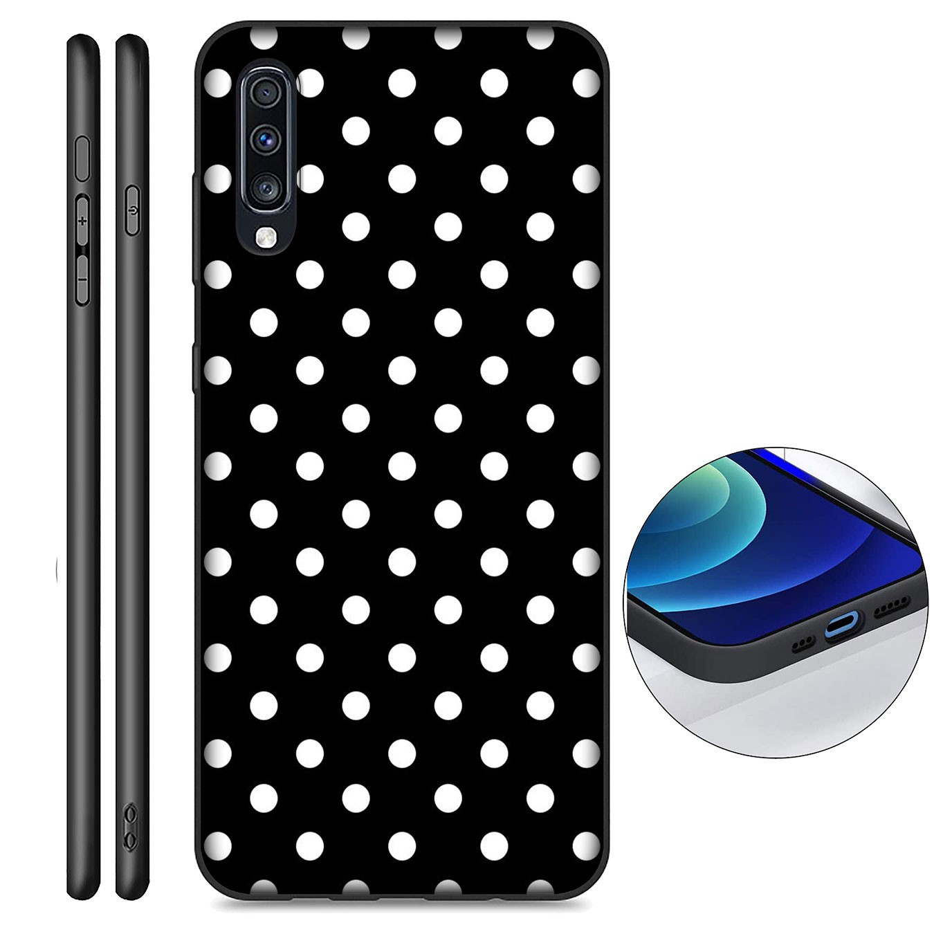 Samsung Galaxy S21 Ultra S8 Plus F62 M62 A2 A32 A52 A72 S21+ S8+ S21Plus Casing Soft Silicone Phone Case black and white Round Dots Cover