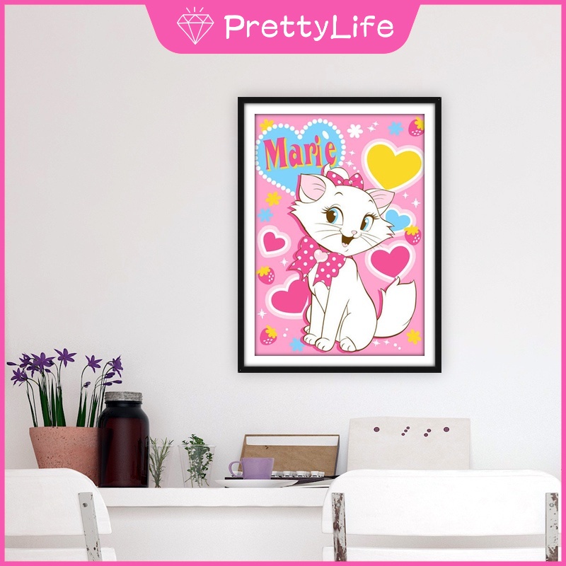 Bộ Tranh Đính Đá 5D Tự Làm 30x40cm Hình Mèo Hoạt Hình Đáng Yêu