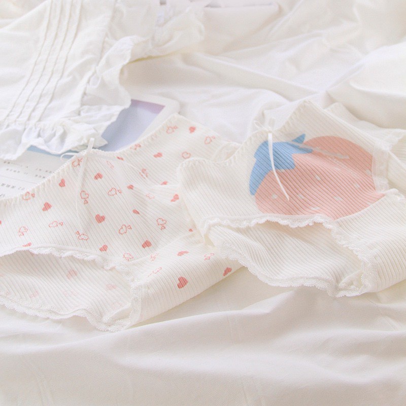 Quần Lót Nữ - Quần Lót Cotton gân tăm hình hoa quả dâu cam mềm mại lên dáng sexy DAN STORE mẫu 027