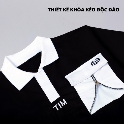 Áo Polo Oversize Unisex TIM FASHION - Áo Thun Có Cổ Tay Lỡ, Form Rộng Nam Nữ 08.
