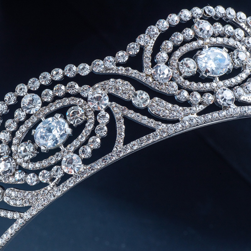 Băng Đô Cài Tóc Hình Vương Miện Bằng Kim Loại Đính Đá Pha Lê CZ Đẹp Mắt