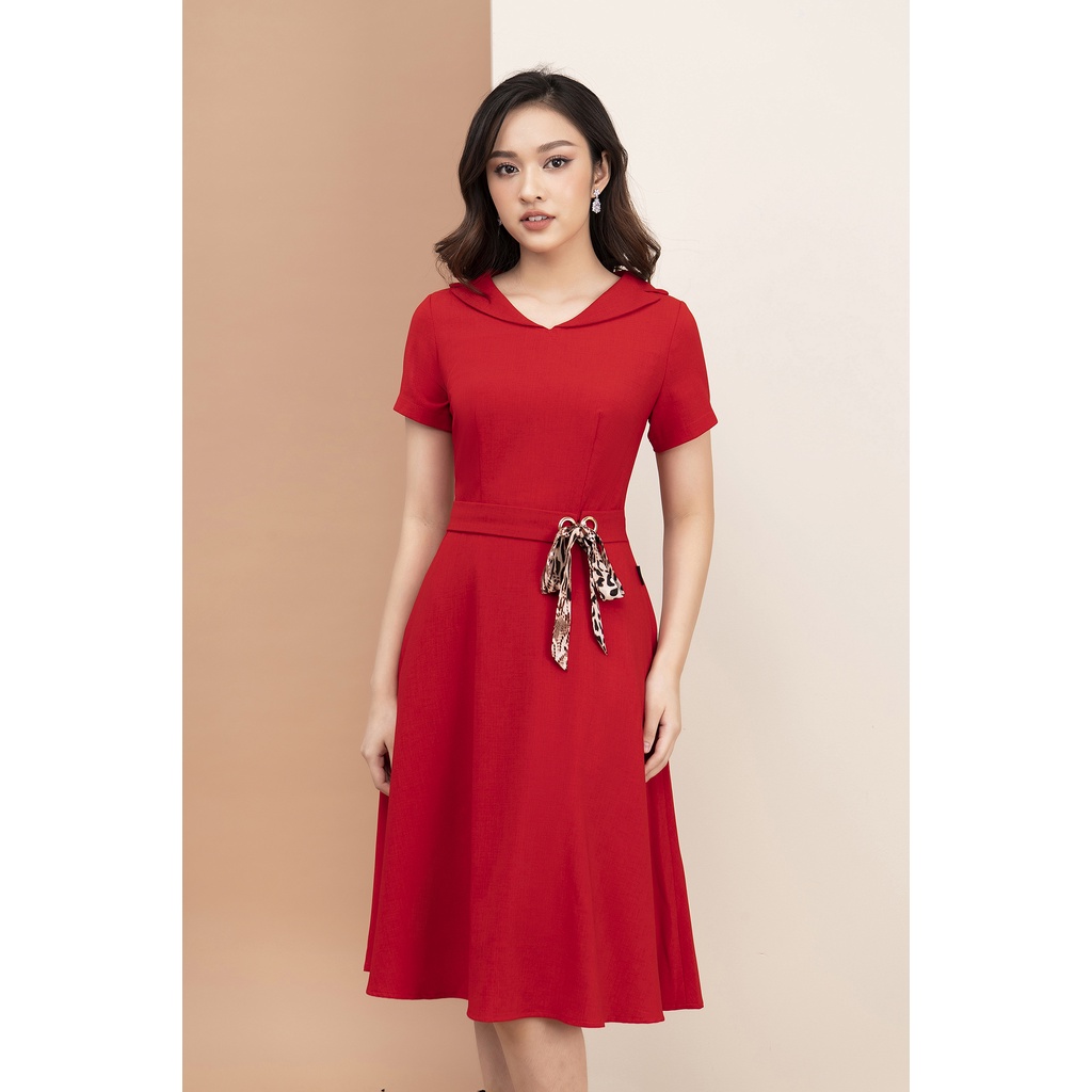 Váy Chữ A Xòa Nhẹ Phối Nơ Eo Cao Cấp Luperi LFV3212