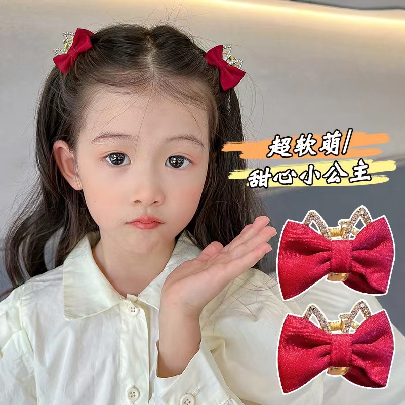 Kẹp Tóc Nơ Đính Đá Thời Trang Công Chúa Ba Chiều Cho Bé Gái