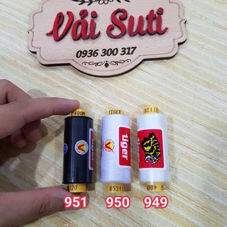 Sale off Chỉ may Tiger mini loại tốt, cuộn nhỏ 400 mét Trắng Tinh - Trắng Kem - Đen