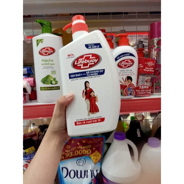Sữa Tắm Lifebuoy Matcha khổ qua sạch mụn lưng,Nước rửa tay Lifebuoy 500ml tặng Gerl khô rửa tay 100ml Cam kết chính hãng