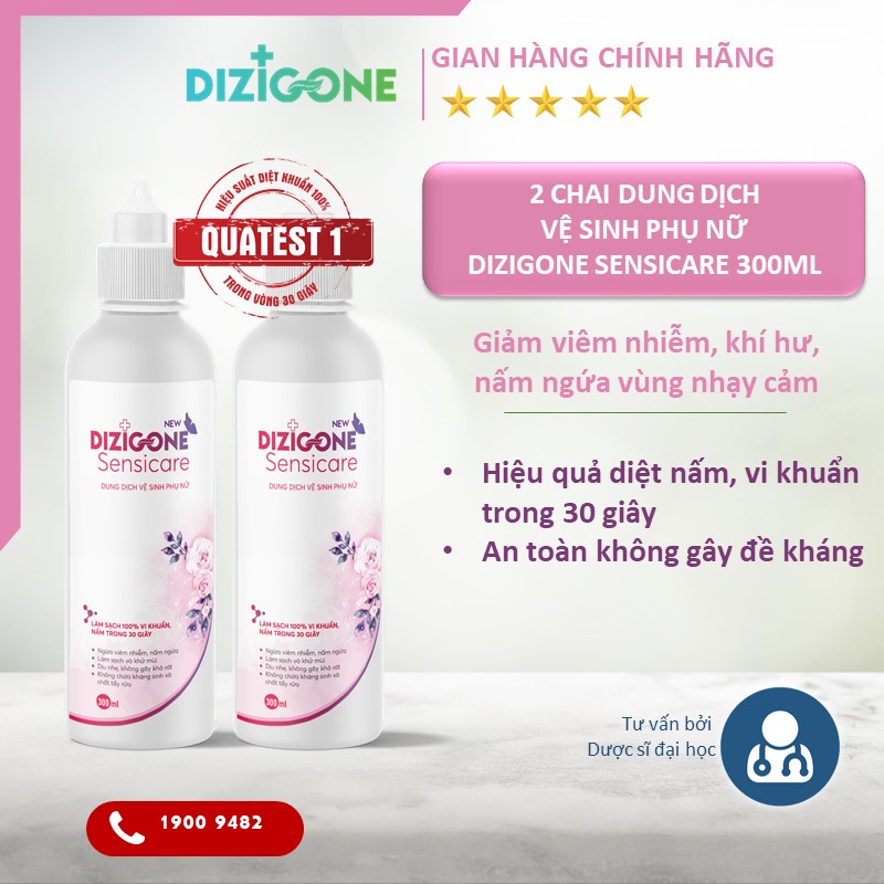 [Tiết kiệm] COMBO 2 Dung dịch vệ sinh phụ nữ DIZIGONE Sensicare - Hết ngứa chỉ từ 2 ngày!