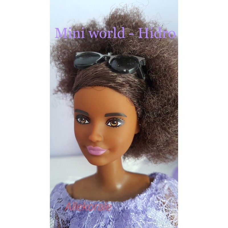 Búp bê Barbie fashionistas da nâu đen tóc xù chính hãng #93