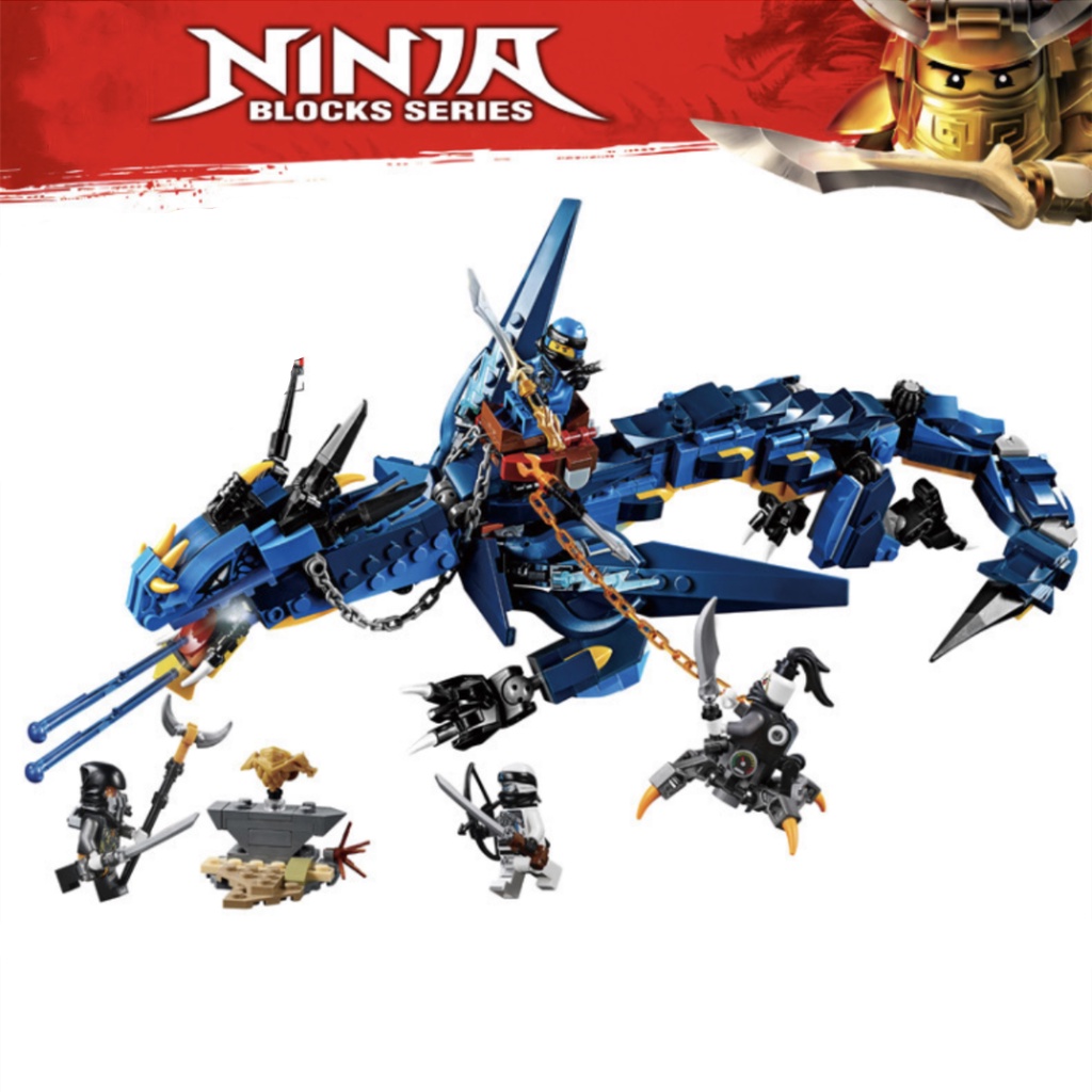 522 miếng tương thích LEGO Ninjago Dragon Block Lightning Storm Dragon Đồ chơi giáo dục cho trẻ em